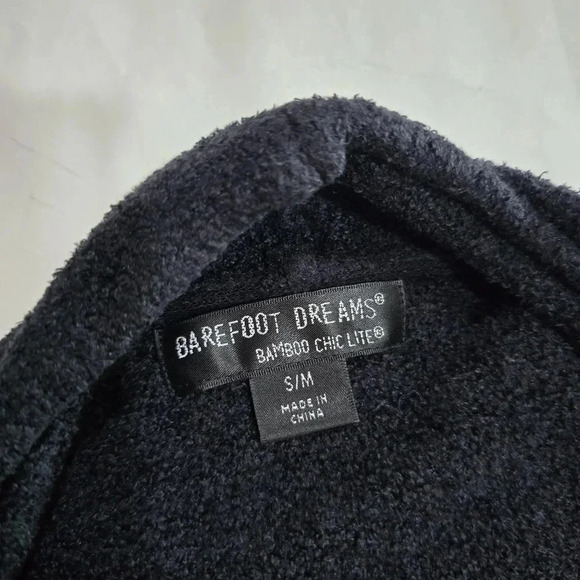 BAREFOOT DREAMS Bamboo Chic Lite Calypso Wrap Cardigan Sweater 436 Black S/M - Picture 6 of 8